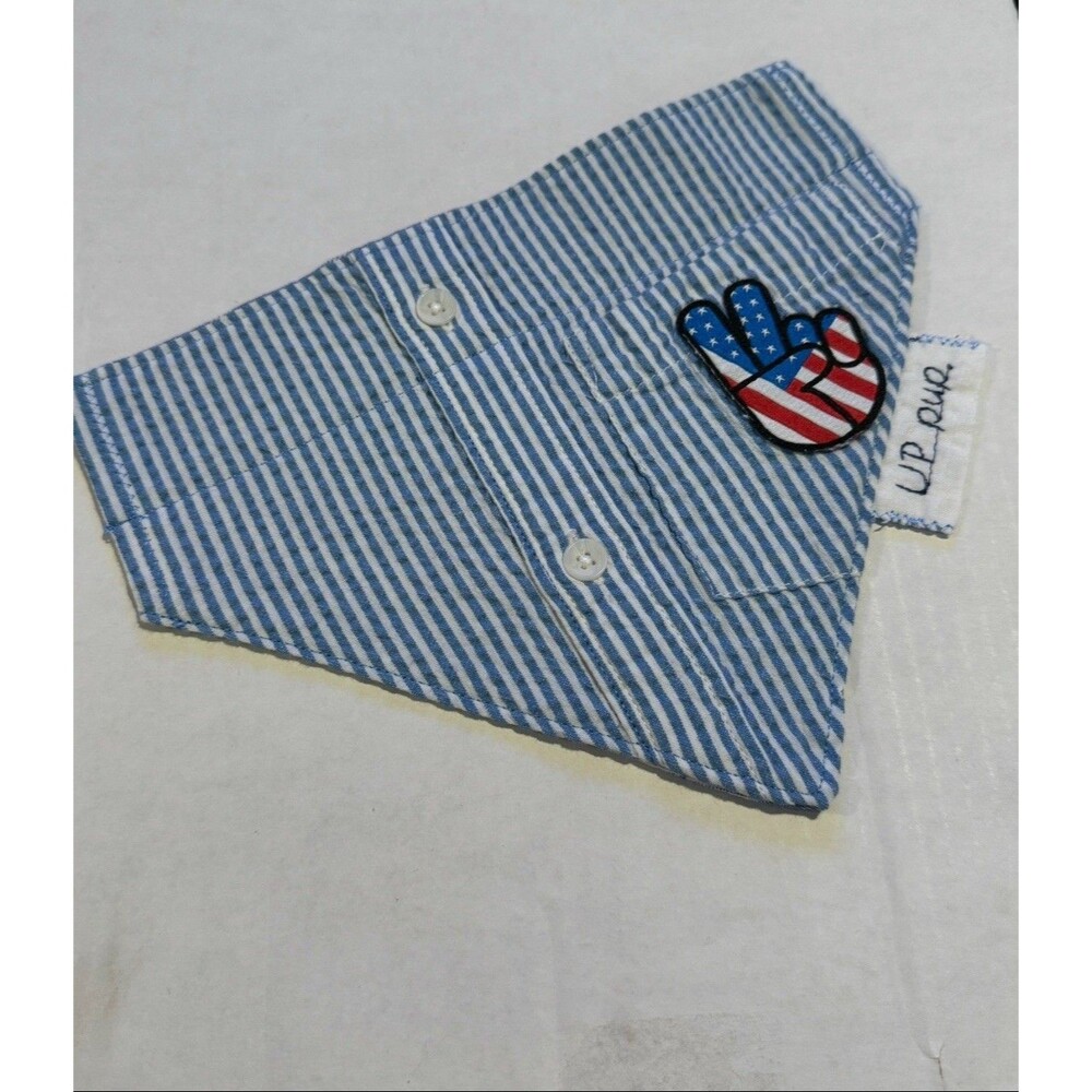 Handmade Over the Collar Dog Bandana Slide on Reversible Peace America Upcycle